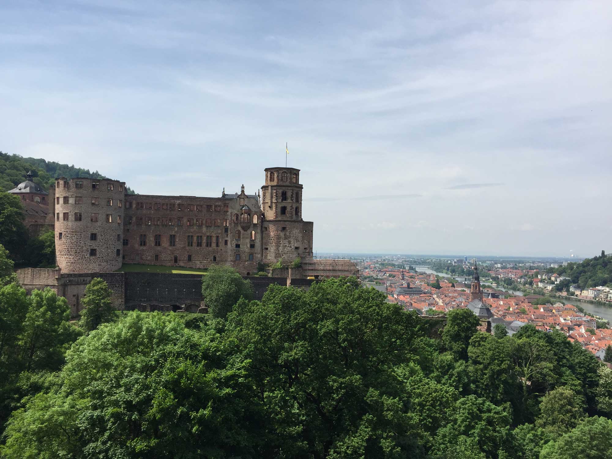 Blick auf Schloss Heidelberg und die Altstadt.